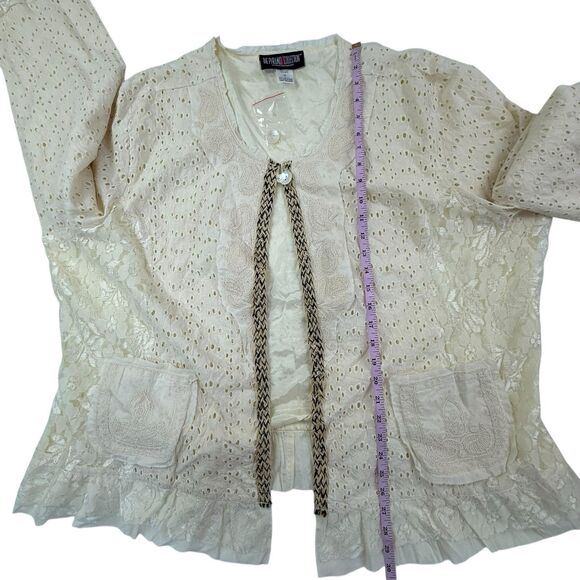 NEW Pyramid Collection Boho Lace eyelet Cardigan Jacket Women 3X Cream NWOT - Picture 12 of 13
